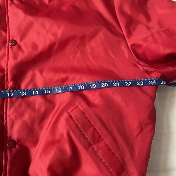 Rockabilly Windbreaker Snap Jacket Size L Men USA 1980s Warm Red Distressed - Picture 10 of 10